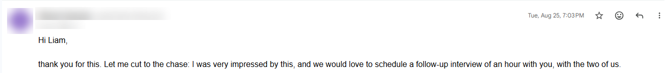 Email from a client