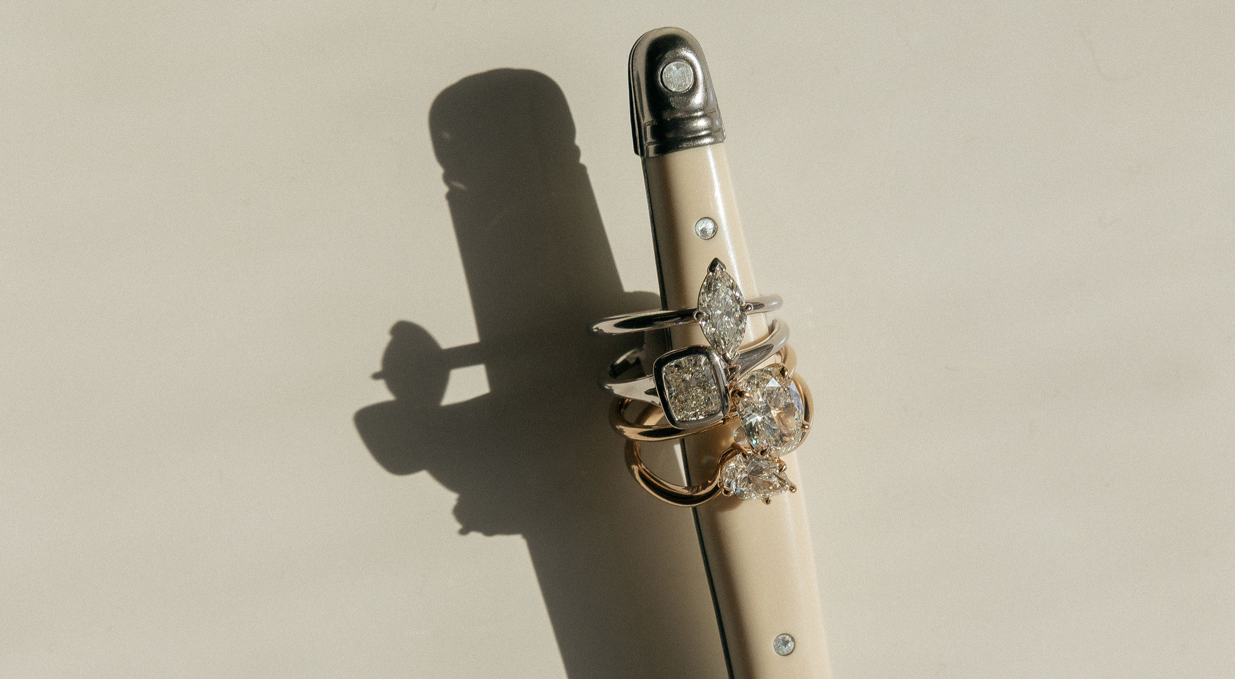 Diamond rings photographed in morning light